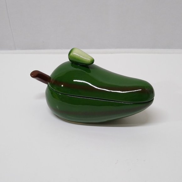 Jalapeno Pepper Condiment Dish w/ Lid Ladle Not Included Baby Pepper Lid Knob - Picture 1 of 7